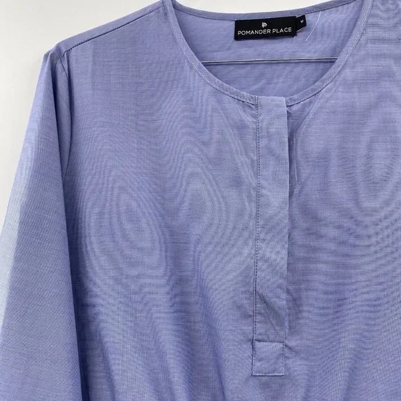 Pomander Place Tuckernuck Women's Chambray Lucy Dress Blue Tier Tie Waist Mini M - Picture 6 of 12